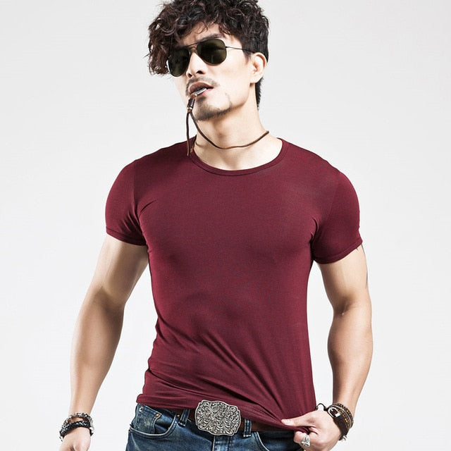 Men T Shirt Fitness Casual Mens V neck Man T-shirt For Male
